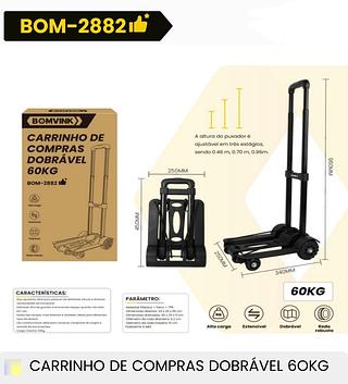 CARRINHO DE COMPRAS DOBRAVEL 60KG BOMVINK
