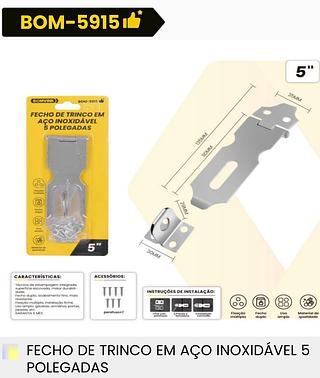 FECHO DE TRINCO EM ACO INOXIDAVEL 5 POLEGADAS BOMVINK