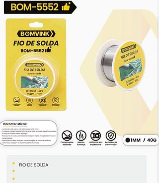 FIO DE SOLDA ESTANHO - 40% BOMVINK