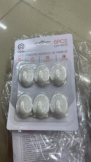 KIT 6 GANCHO ADESIVO DE PAREDE OÁSIS MARKET
