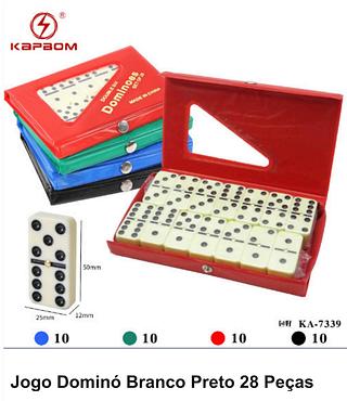 JOGO DOMINO BRANCO PRETO 28 PECAS KAPBOM