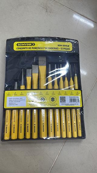 CONJUNTO DE PUNÇÕES E TALHADEIRAS-12 PEÇAS BOMVINK