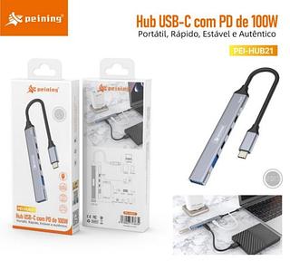HUB USB-C0COM PD DE 100W PORTATIL,RAPIDO,ESTAVEL E AUTENTICO PEINING