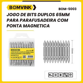 JOGO DE BITS DUPLOS 65MM PARA PARAFUSADEIRA COM PONTA MAGNETICA BOMVINK