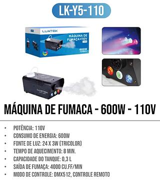 LK-Y5 MAQUINA DE FUMAÇA 600W 110V LUATEK