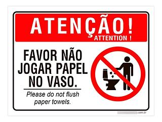 KIT DE ADESIVOS DE SINALIZAÇÃO -''NÃO JOGAR PAPEL NO VASO'' 2PC BOMVINK