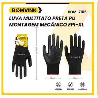 BOM-7105 LUVA MULTIUSO PRETA PU MONTAGEM MECANICO EPI-XL BOMVINK