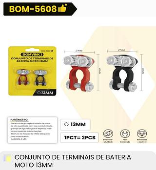 CONJUNTO DE TERMINAIS DE BATERIA MOTO13MM BOMVINK