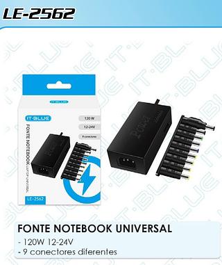 FONTE NOTEBOOK LAPTOP UNIVERSAL 120W 12-24V IT-BLUE