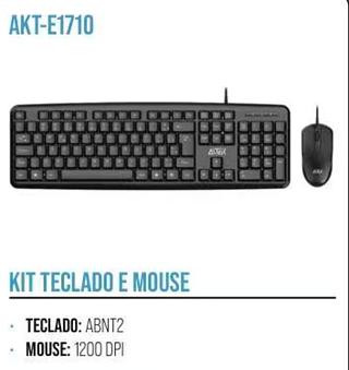 KIT ESSENCIAL TECLADO E MOUSE COM FIO ATEK