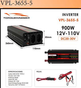 POWER INVERTE 900W DC-12V / 110V TORQUEHAMMER