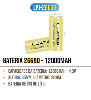 BATERIA RECARREGAVEL LUATEK