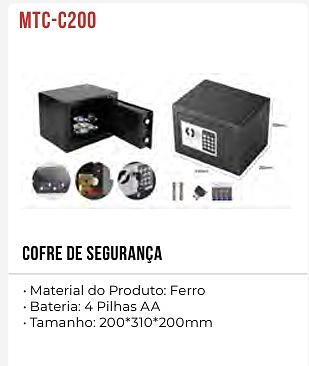 COFRE ELETRONICO COM BLOQUEIO DE SENHA, CHAVE E 4 PILHAS AA