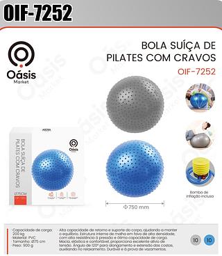 BOLA SUIÇA DE PILATES COM CRAVOS 075CM OÀSIS MARKET