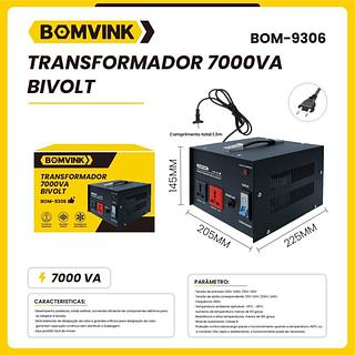 TRASFORMADOR DE ENERGIA 7000VA BIVOLT 120V-240V BOMVINK