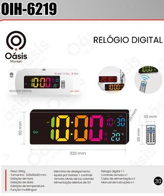 RELOGIO DIGITAL PARA PAREDE OASIS