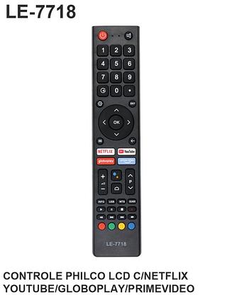 CONTROLE REMOTO PHILCO LCD C/NETFLIX/YOUTUBE/GLOBOPLAY/PRIMEVIDEO LEON/LELONG