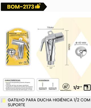 GATILHO PARA DUCHA HIGIENICA 1/2 COM SUPORTE BOMVINK