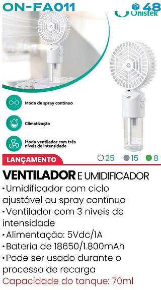 VENTILADOR PORTATIL UMIDIFICADOR ONISTEK