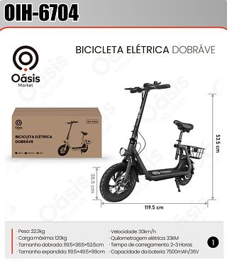 BICICLETA ELETRICA DOBRAVEL OÁSIS MARKET