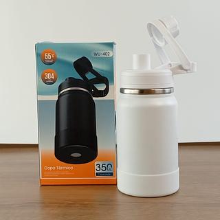 COPO TERMICO 350ML ALÇA PORTÁTIL 304 AÇO INOXIDÁVEL 55º
