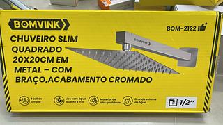 CHUVEIRO SLIM QUADRADO 20X20CM EM METAL BOMVINK
