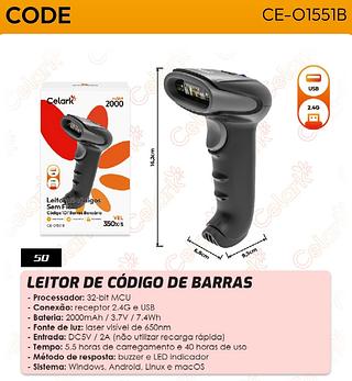 LEITOR DE CODIGO DE BARRAS SEM FIO CELARK