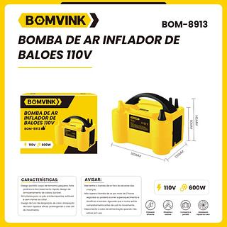 BOMBA DE AR INFLADOR DE BALOES 110V BOMVINK