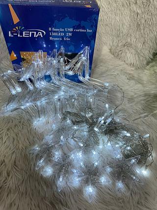138LED CORTINA LUZ 8 FUNÇAO USB 2M BRANCO FRIO L-LENA