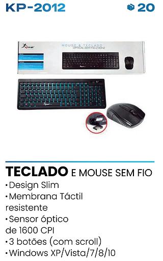 MOUSE & TECLADO OPTICAL SEM FIO 2.4GHZ KNUP