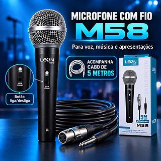 MICROFONE VOCAL COM FIO 5M LEON GTS