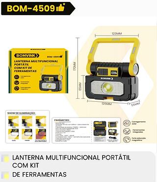 LANTERNA MULTIFUNCIONAL PORTATIL COM KIT DE FERRAMENTAS BOMVINK