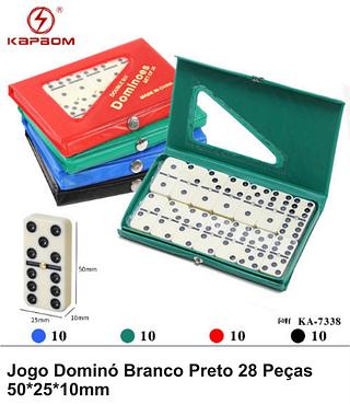 JOGO DOMINO BRANCO PRETO 28 PECAS 50*25*10MM KAPBOM