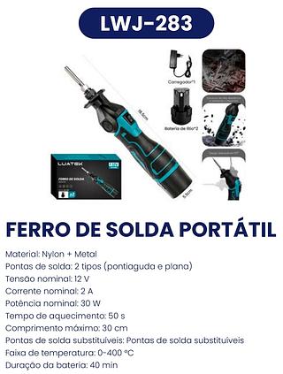 FERRO DE SOLDA SEM FIO BATERIAX2 12V TENSÃO LUATEK