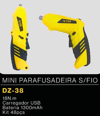 MINI PARAFUSADEIRA E FURADEIRA SEM FIO USB 3.6V B-TEK FERRAMENTAS