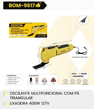 OSCILANTE MULTIFUNCIONAL COM PÁ TRIANGULAR 400W 127V BOMVINK
