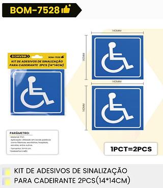 KIT DE ADESIVOS DE SINALIZAÇÃO PARA CADEIRANTE 2PCS (14*14CM) BOMVINK