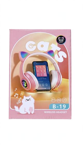 FONE DE OUVIDO WIRELESS HEADSET RGB LIGHT CATS