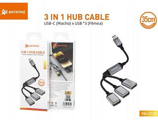 3 IN 1 HUB CABLE USB-C (MACHO) X USB *3 (FEMEA) PEINING
