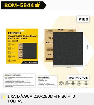 LIXA D'AGUA 230*280MM P180-10FOLHAS BOMVINK