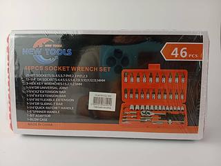 KIT JOGO CHAVE CATRACA CONJUNTOS DE SOQUETE 46PCS (7894587654137)