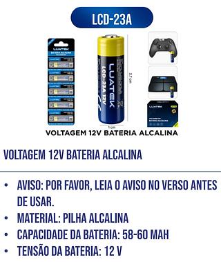 BATERIA ALCALINA VOLTAGEM 12V LUATEK