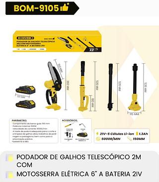 PODADOR DE GALHOS TELESCÓPICO 2M COM MOTOSSERRA BOMVINK