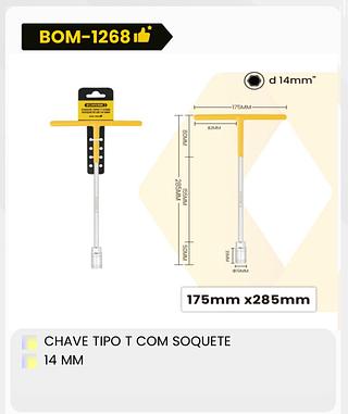 CHAVE TIPO T COM SOQUETE 14MM BOMVINK
