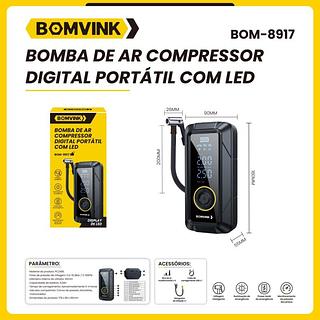 BOMBA DE AR COMPRESSOR DIGITAL PORTÁTIL COM LED BOMVINK
