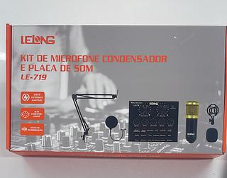 KIT DE MICROFONE CONDENSADOR E PLACA DE SOM