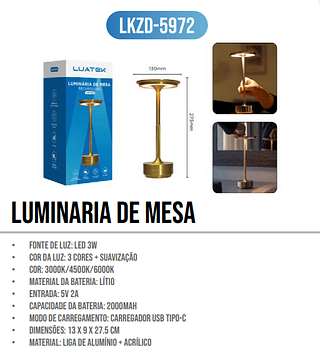 LUMINARIA DE MESA LUATEK