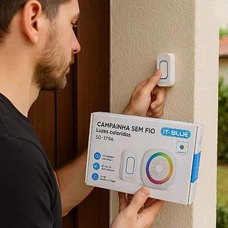 CAMPAINHA SEM FIO LUZES COLORIDAS IT-BLUE