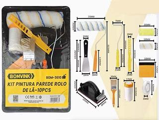 KIT PINTURA DE PAREDE ROLO DE LA-10PÇS BOMVINK