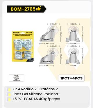 KIT 4 RODIZIO GEL SILICONE 1.5P 40KG/PEÇAS BOMVINK (7908782204254)